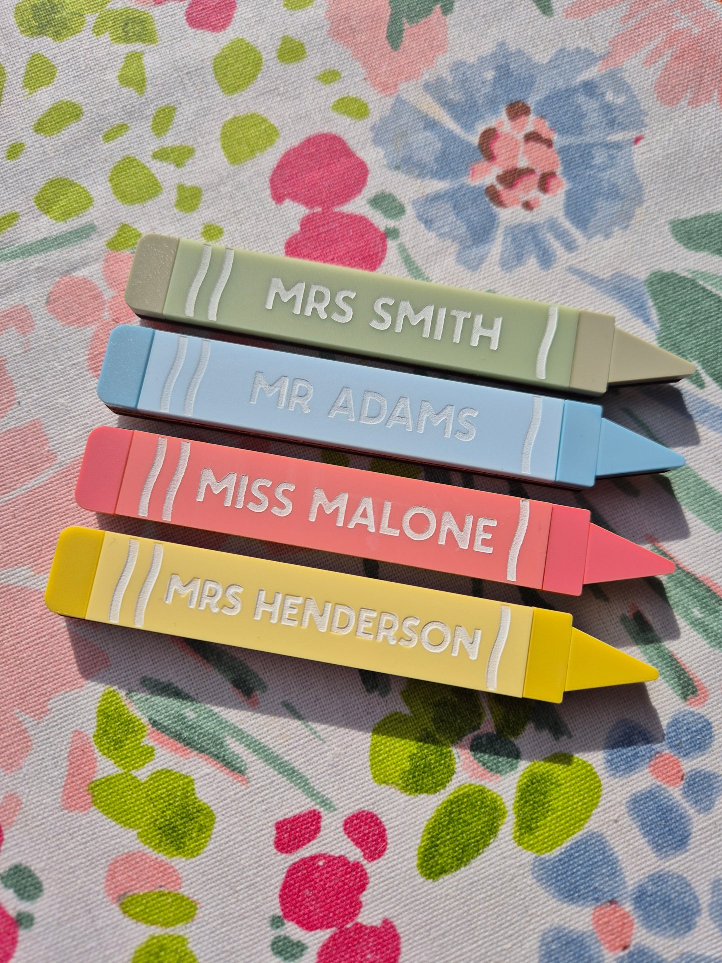Set of 4 Personalised Retro Crayon Magnets - Custom Colour Acrylic and Wooden Gift