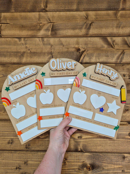 Personalised Back to School Board Pencil Theme Layout 1 - Reusable and Interchangeable Wooden and Acrylic Sign
