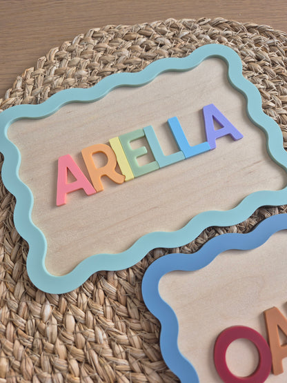 Rainbow 'All Year Round' Crate Plaque and Name Sign - Personalised Wooden and Acrylic Wavy Wall Decor