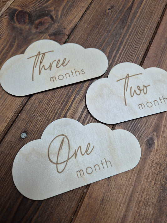 Cloud Milestones - Wooden Baby Monthly Photo Props