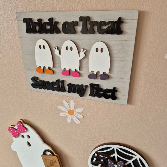 Smell my Feet Ghost Wooden Sign | Hand-painted Plaque