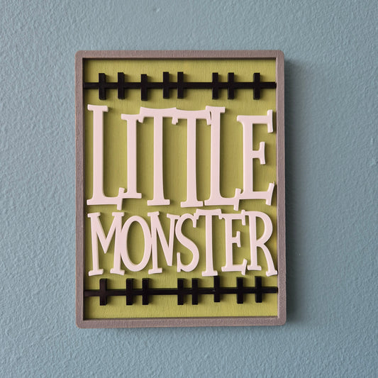 Frankenstein Little Monster Wooden and Acrylic Sign | Hand-painted Shelf Sitter