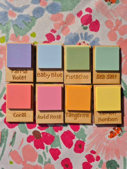 Set of 4 Personalised Retro Crayon Magnets - Custom Colour Acrylic and Wooden Gift