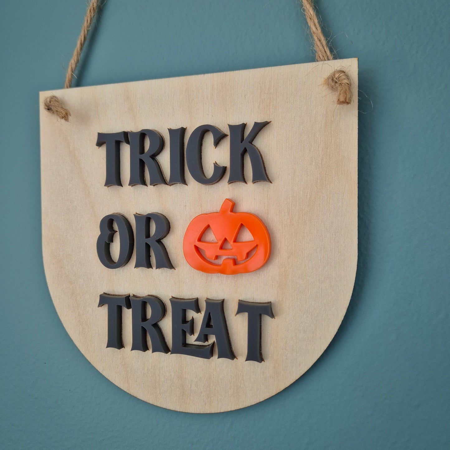 Trick or Treat Hanging Sign | Wooden and Acrylic Halloween Decoration