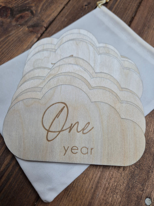 Cloud Milestones - Wooden Baby Monthly Photo Props