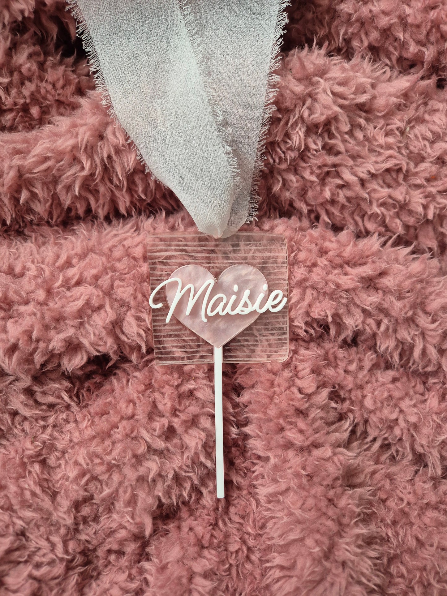 Personalised Valentine's Heart Lollipop Sucker Basket Name Tag