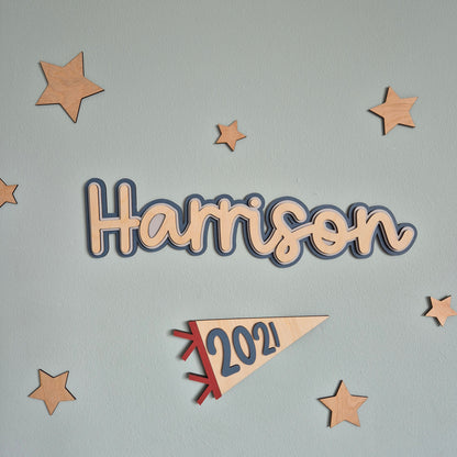Birth Year Wooden Pennant Flag - Personalised Keepsake Banner