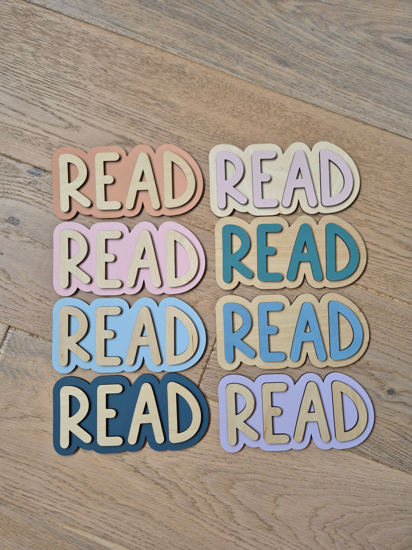 Double Layer 'Read' Wall Sign - Hand-painted Wooden Phrase READY MADE Choice of Colours