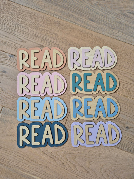 Double Layer 'Read' Wall Sign - Hand-painted Wooden Phrase READY MADE Choice of Colours