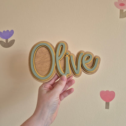Personalised Wooden Triple Layer Name Sign