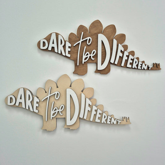 'Dare to be Different' DinoRAWR Wall Sign – Bold Dinosaur Room Decor