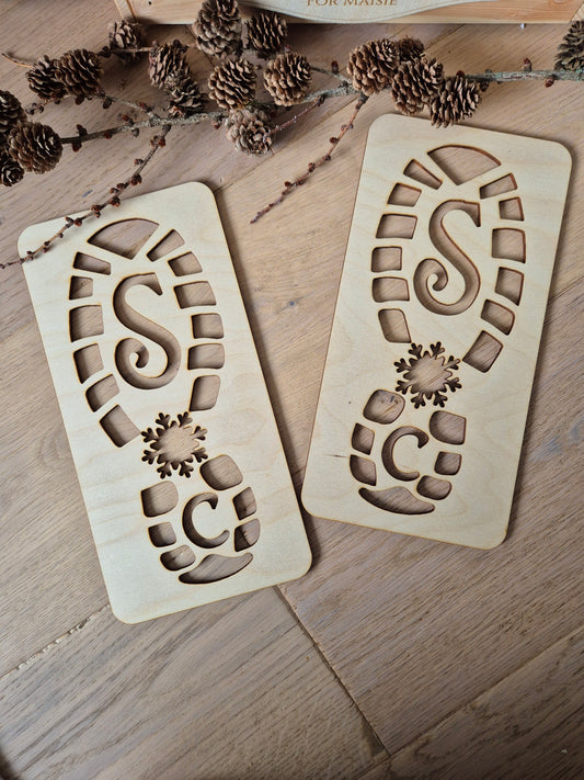 Christmas Traditions Santa and Reindeer Footprint Wooden Stencils