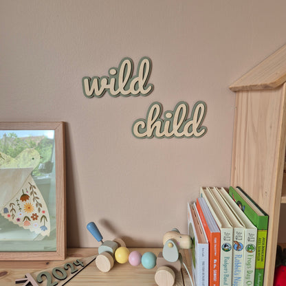 'Wild Child' Retro Double Layer Wooden Wall Sign