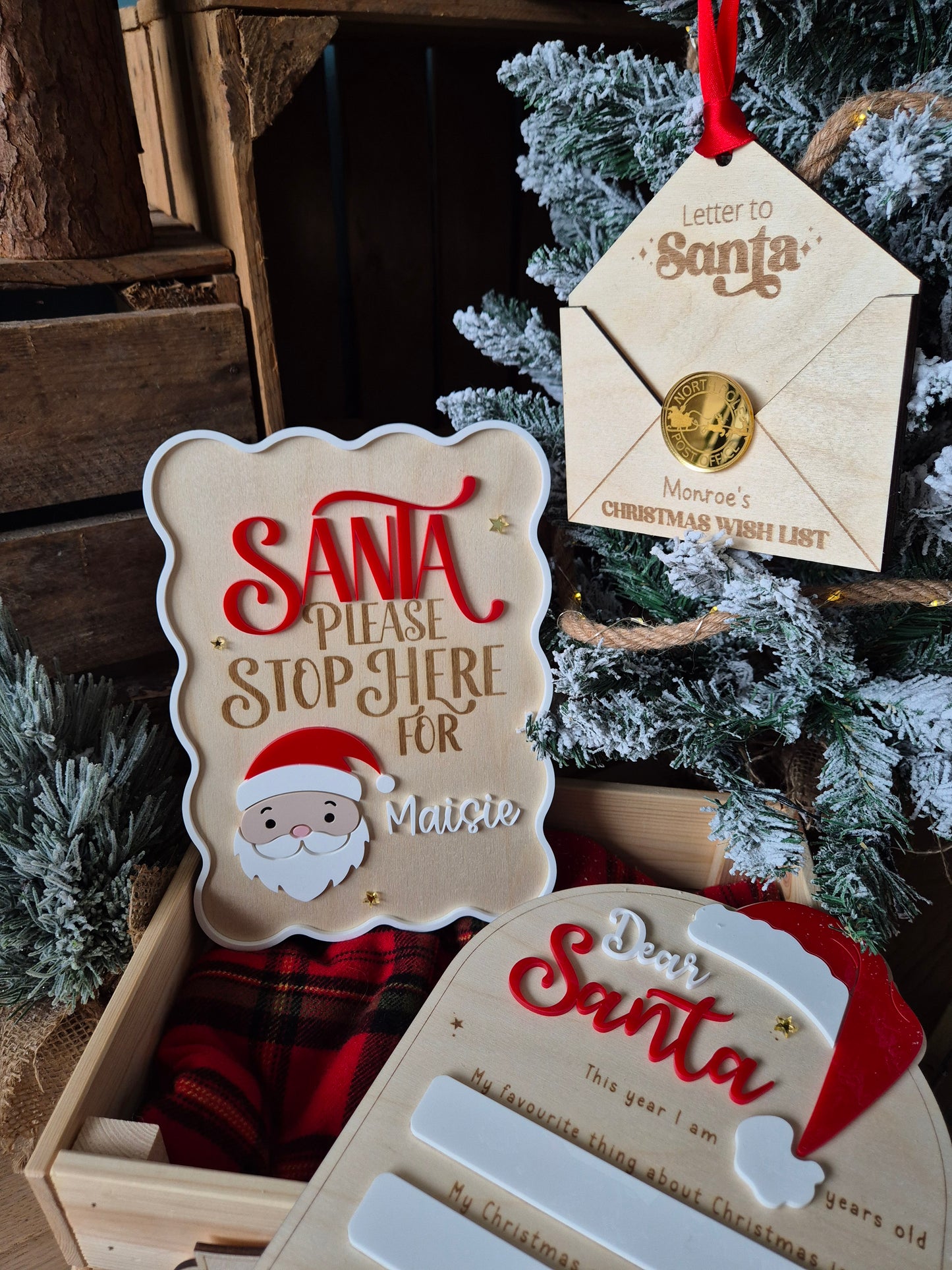 Christmas Traditions Santa Please Stop Here Sign - Personalised Retro Plaque