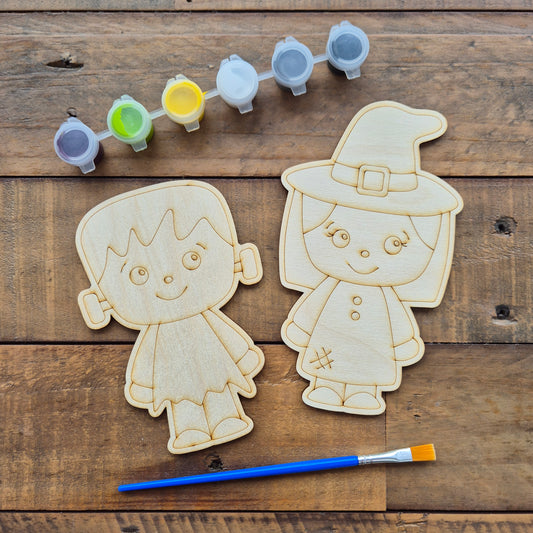 Kids Halloween Shapes Paint Kit | Witch and Frankenstein