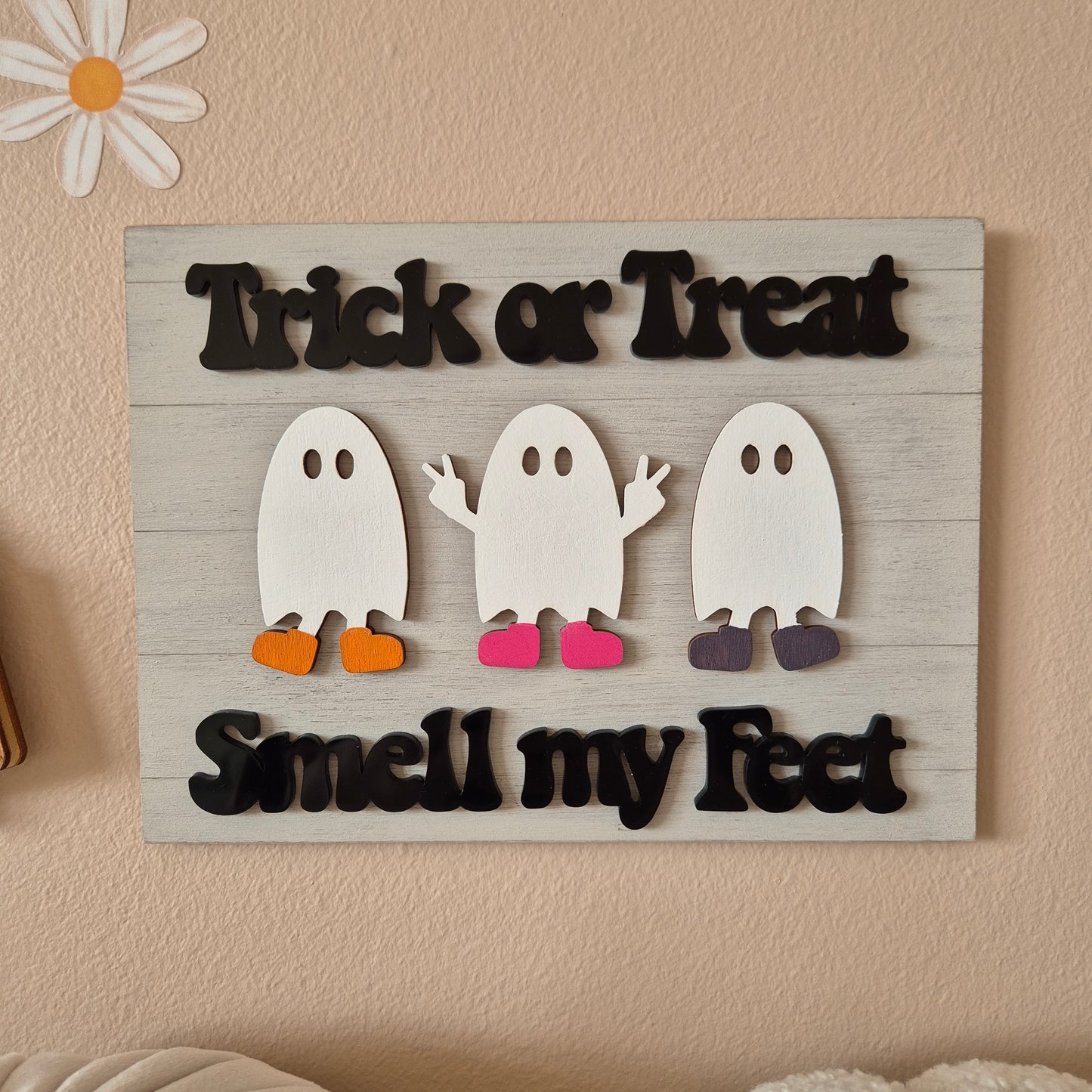 Smell my Feet Ghost Wooden Sign | Hand-painted Plaque