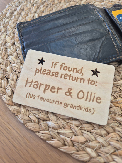 Lost Grandpa Joke Gift - Personalised Wooden Wallet Card