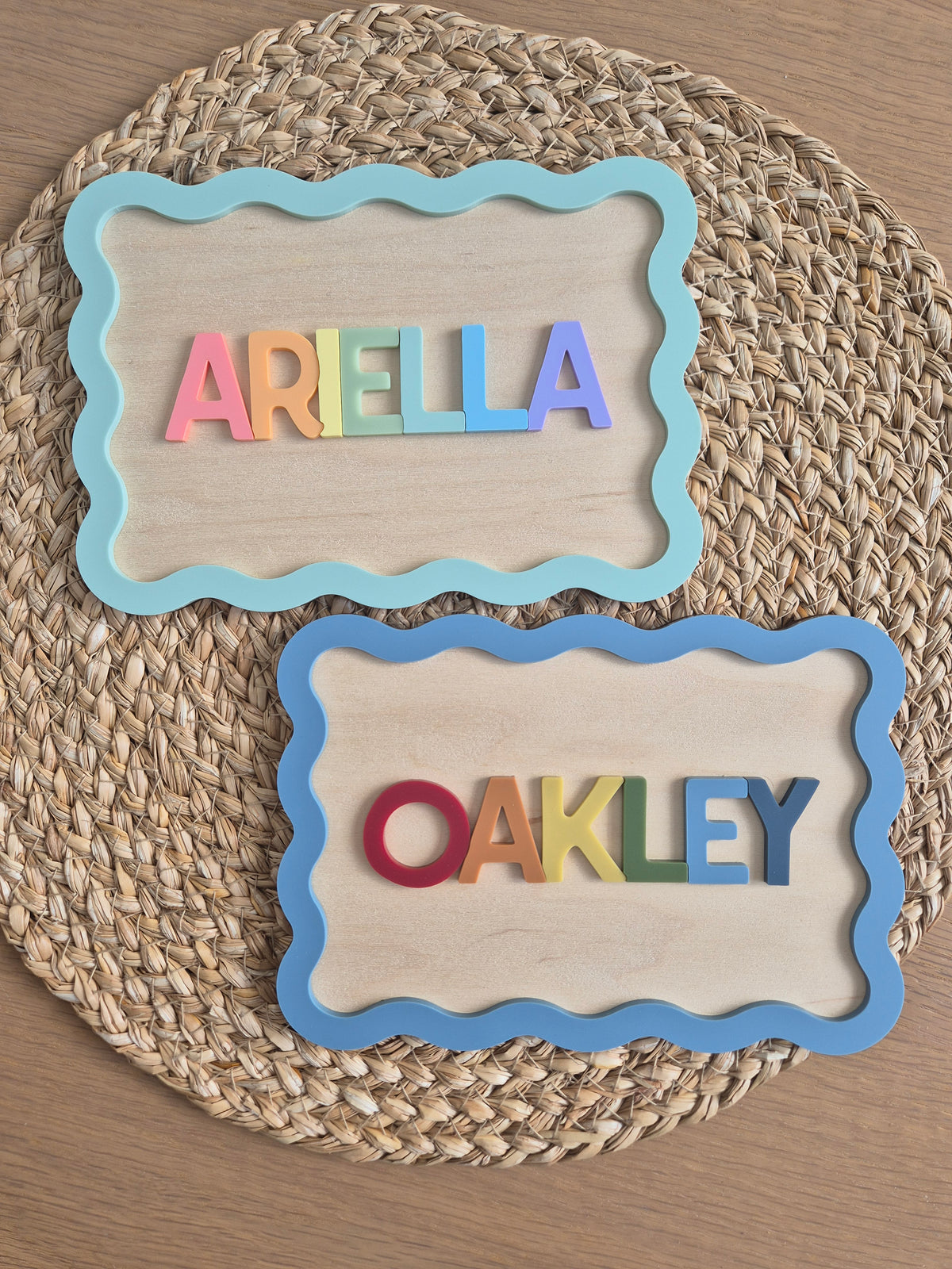 Rainbow 'All Year Round' Crate Plaque and Name Sign - Personalised Wooden and Acrylic Wavy Wall Decor