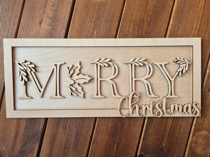 Merry Christmas Wooden Sign Blanks Kit