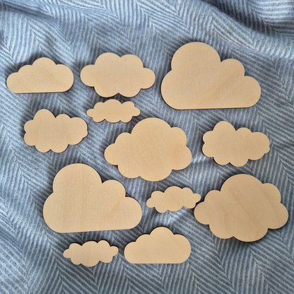 Wooden Cloud Wall Shapes - Nursery Decor