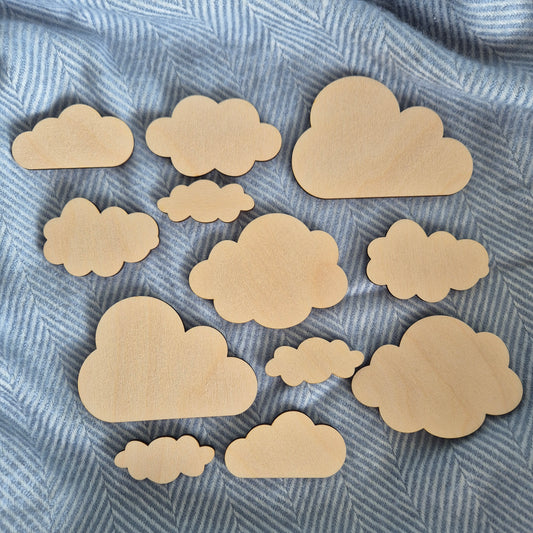 Wooden Cloud Wall Shapes - Nursery Decor