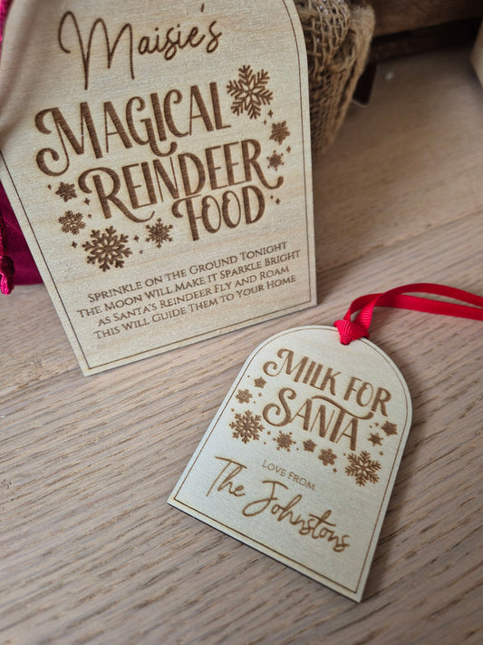 Christmas Traditions Milk for Santa - Personalised Christmas Eve Wooden Tag