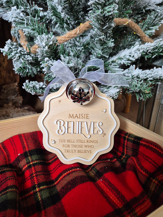 Christmas Traditions Believe Bell Ornament - Personalised Gift Tag