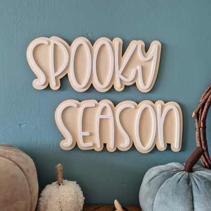 Spooky Season Double Layered Wall Phrase | Wooden and Acrylic Sign