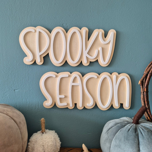 Spooky Season Double Layered Wall Phrase | Wooden and Acrylic Sign