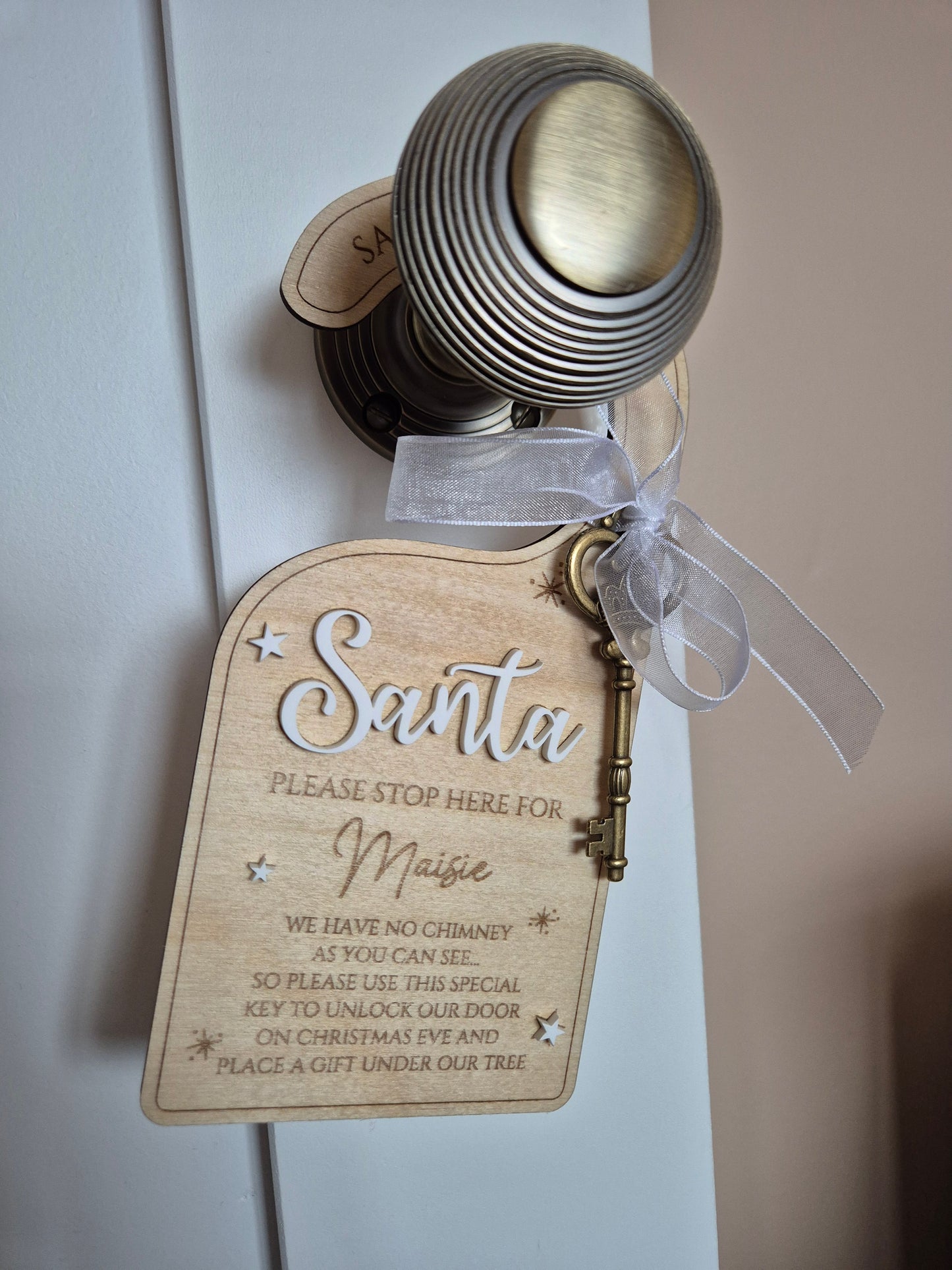 Christmas Traditions Santa's Magic Key Door Hanger - Personalised Santa Stop Here Sign
