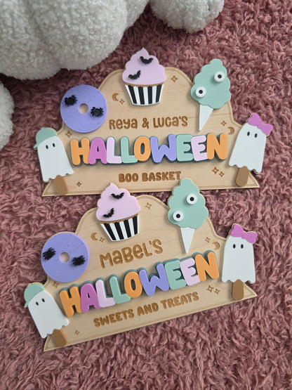Spooky Sweet Treats Interchangeable Crate and Boo Basket Plaque
