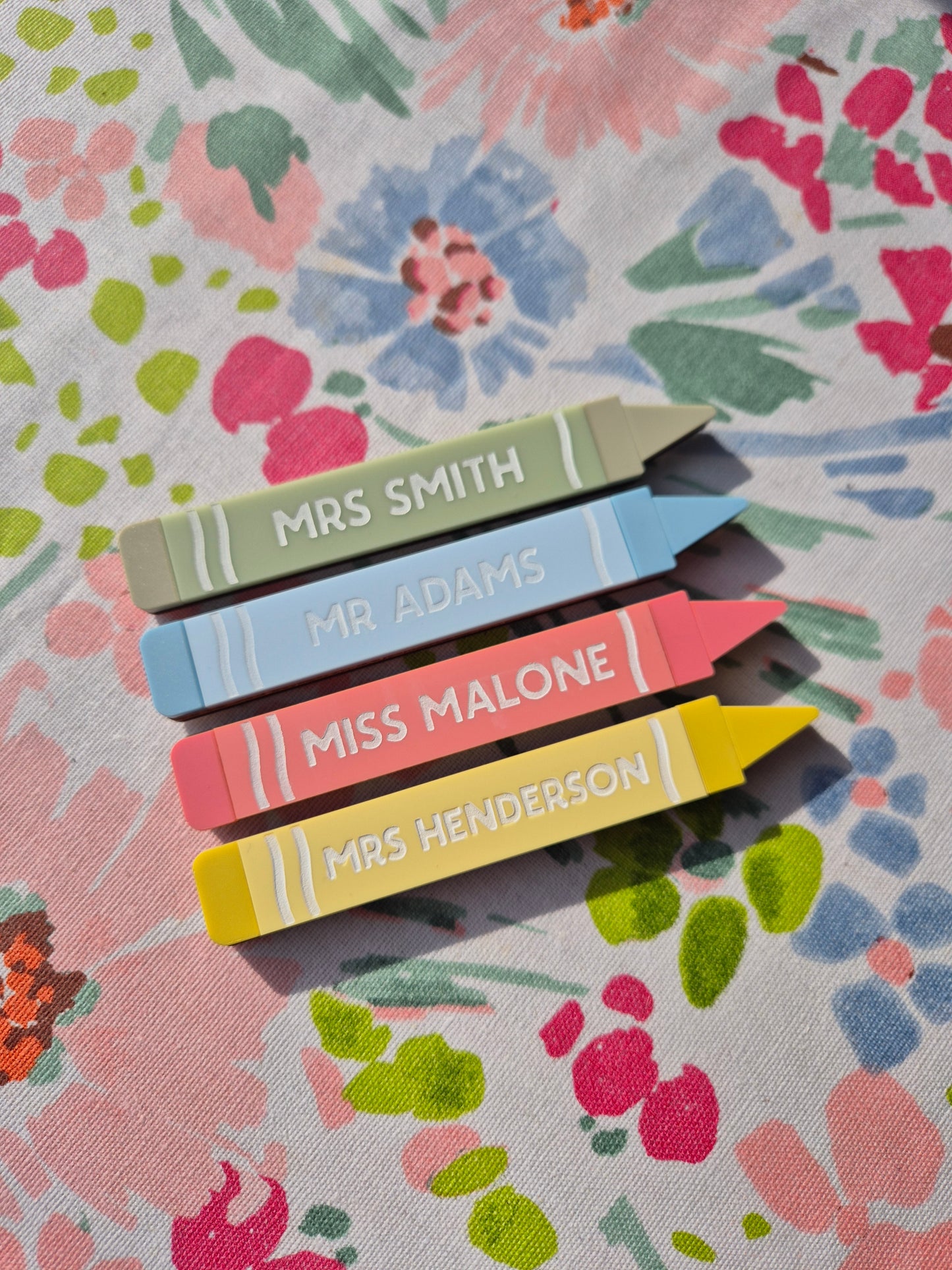 Set of 4 Personalised Retro Crayon Magnets - Custom Colour Acrylic and Wooden Gift
