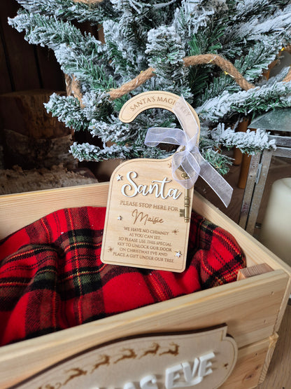 Christmas Traditions Santa's Magic Key Door Hanger - Personalised Santa Stop Here Sign