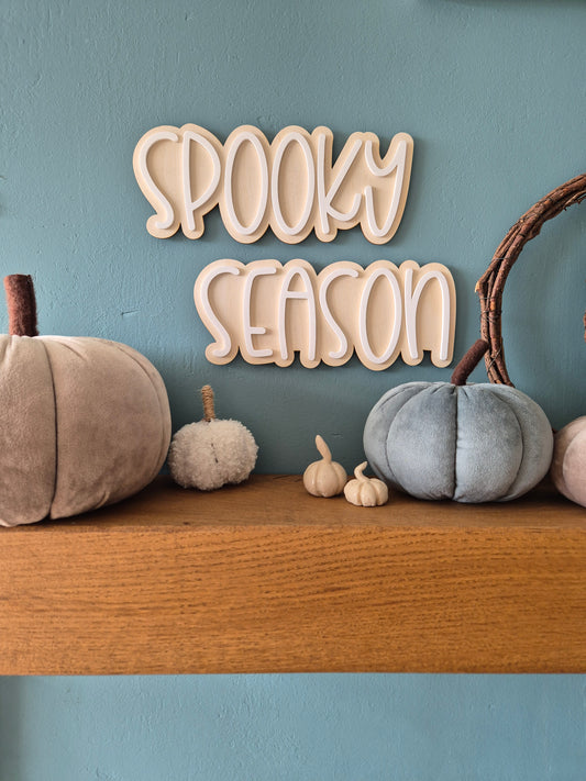 Spooky Season Double Layered Wall Phrase | Wooden and Acrylic Sign