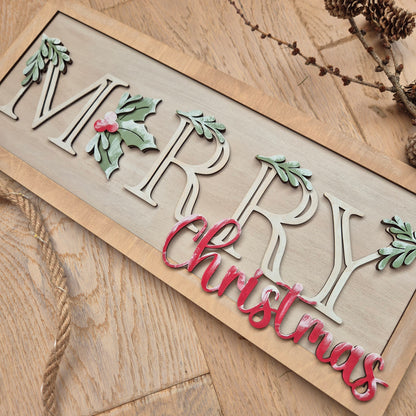 Merry Christmas Wooden Sign Blanks Kit