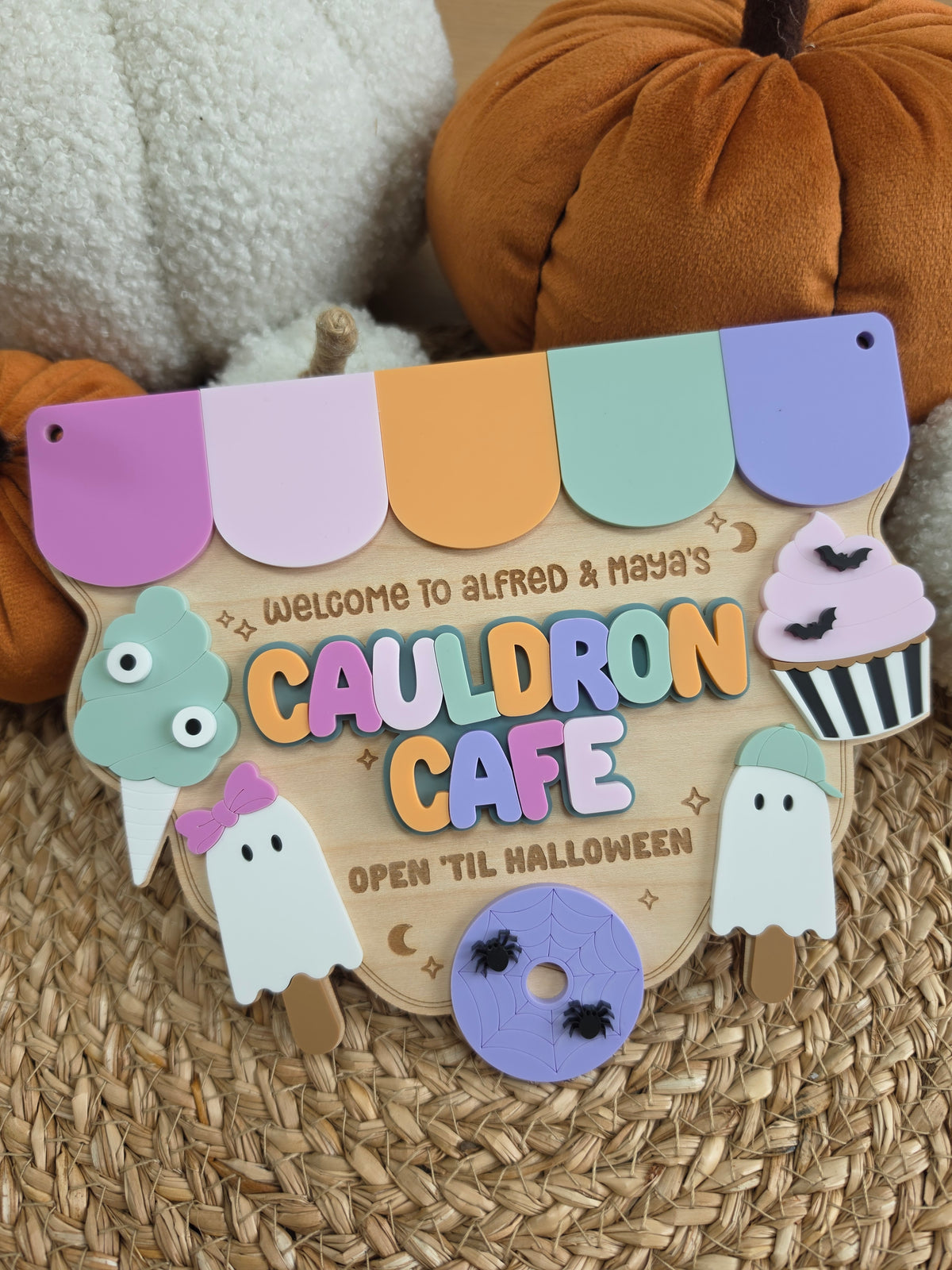 Cauldron Cafe Sign - Halloween Play Kitchen Sign