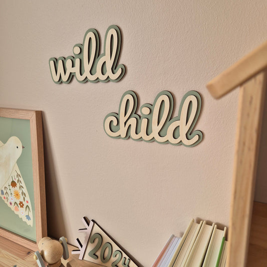 'Wild Child' Retro Double Layer Wooden Wall Sign