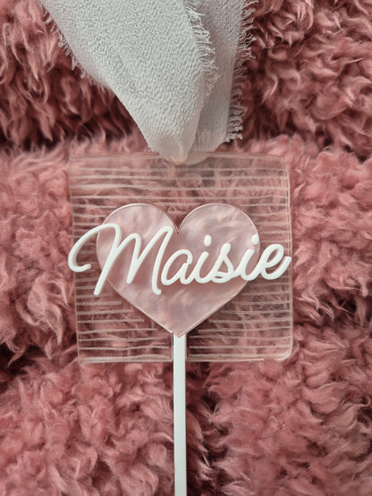 Personalised Valentine's Heart Lollipop Sucker Basket Name Tag