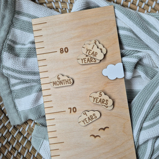 Cloud Wooden Height Chart Markers - Set of 6 Growth Milestone Tags