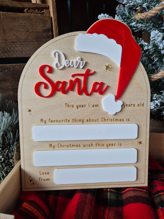 Christmas Traditions Dear Santa Wish List Board - Wooden and Acrylic Photo Prop