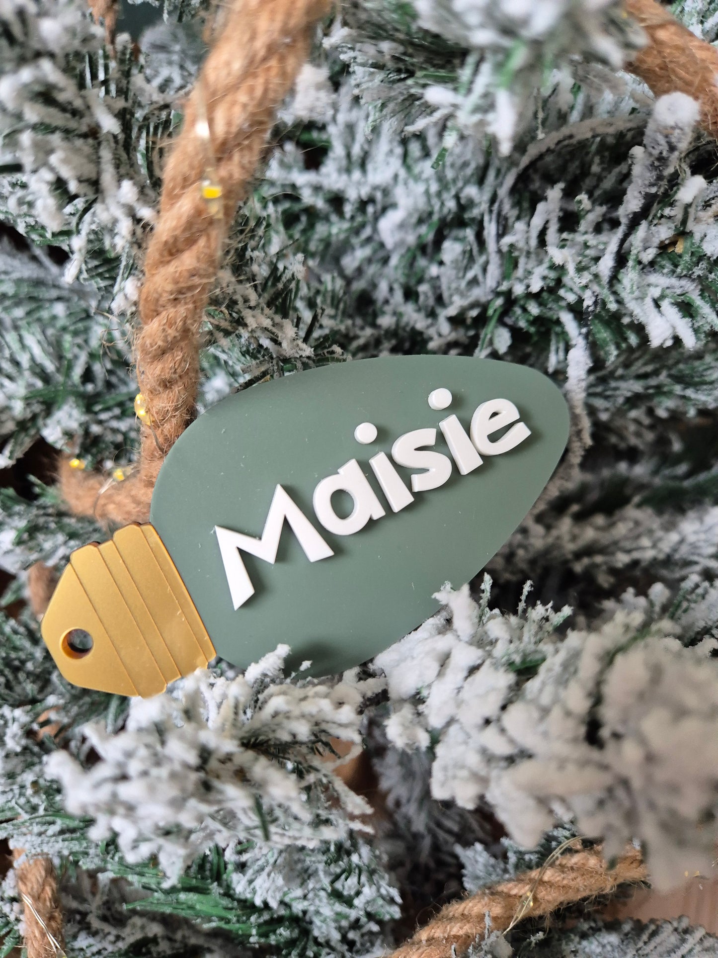 Christmas Lightbulb Hanging Ornament - Personalised Name Gift Tag