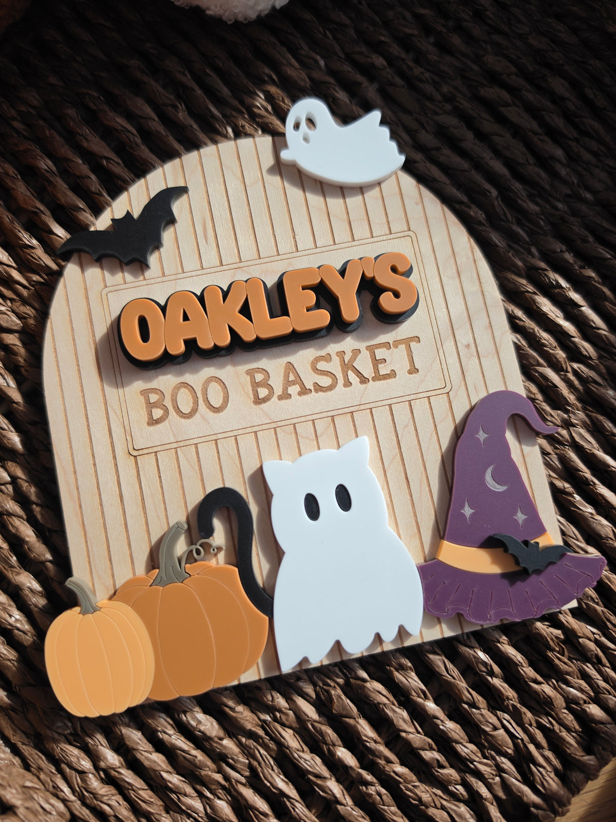 Spooky Cute Interchangeable Crate and Boo Basket Plaque - Dark Theme