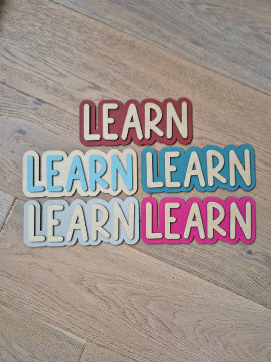 'Learn' Double Layer Wooden Wall Sign - READY MADE