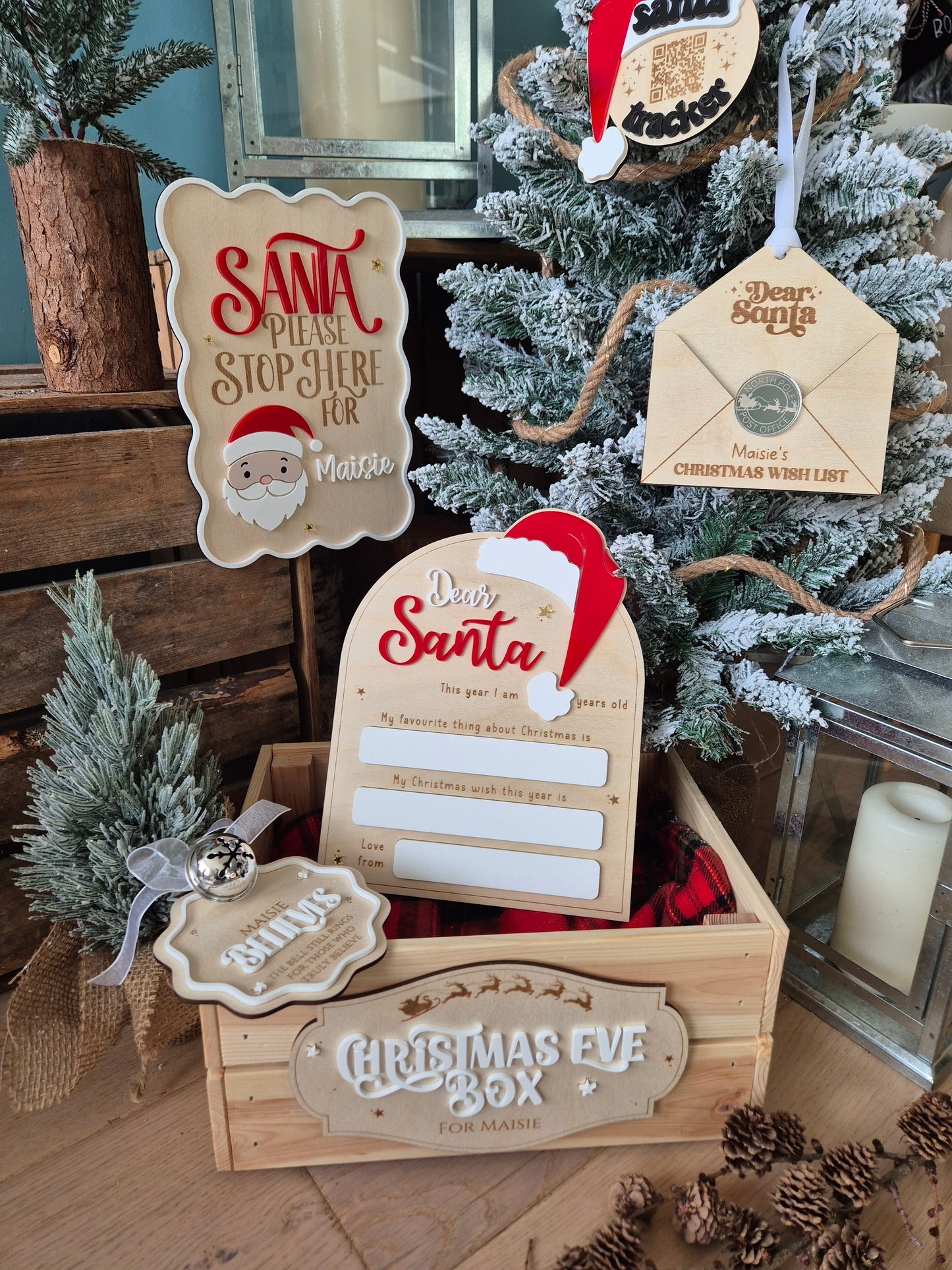 Christmas Traditions Santa Please Stop Here Sign - Personalised Retro Plaque