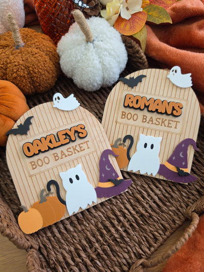 Spooky Cute Interchangeable Crate and Boo Basket Plaque - Dark Theme