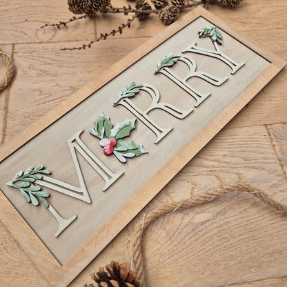 Merry Christmas Wooden Sign Blanks Kit
