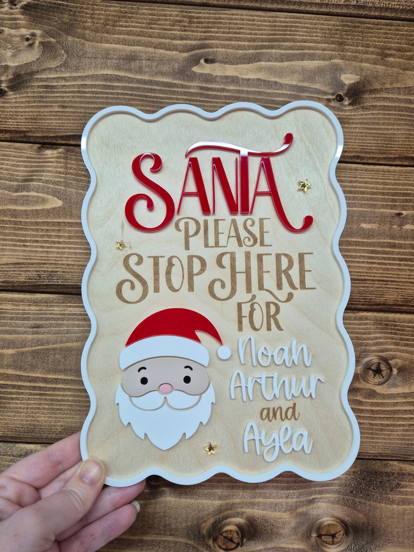 Christmas Traditions Santa Please Stop Here Sign - Personalised Retro Plaque