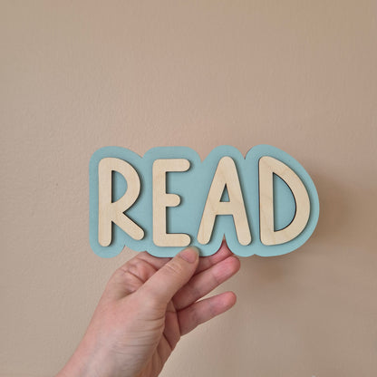 Double Layer 'Read' Wall Sign - Hand-painted Wooden Phrase