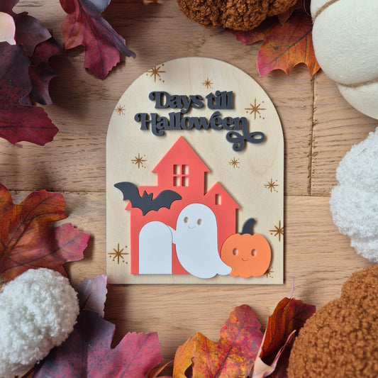 Halloween Orange Countdown Sign - Pastel Ghost Halloween Decor