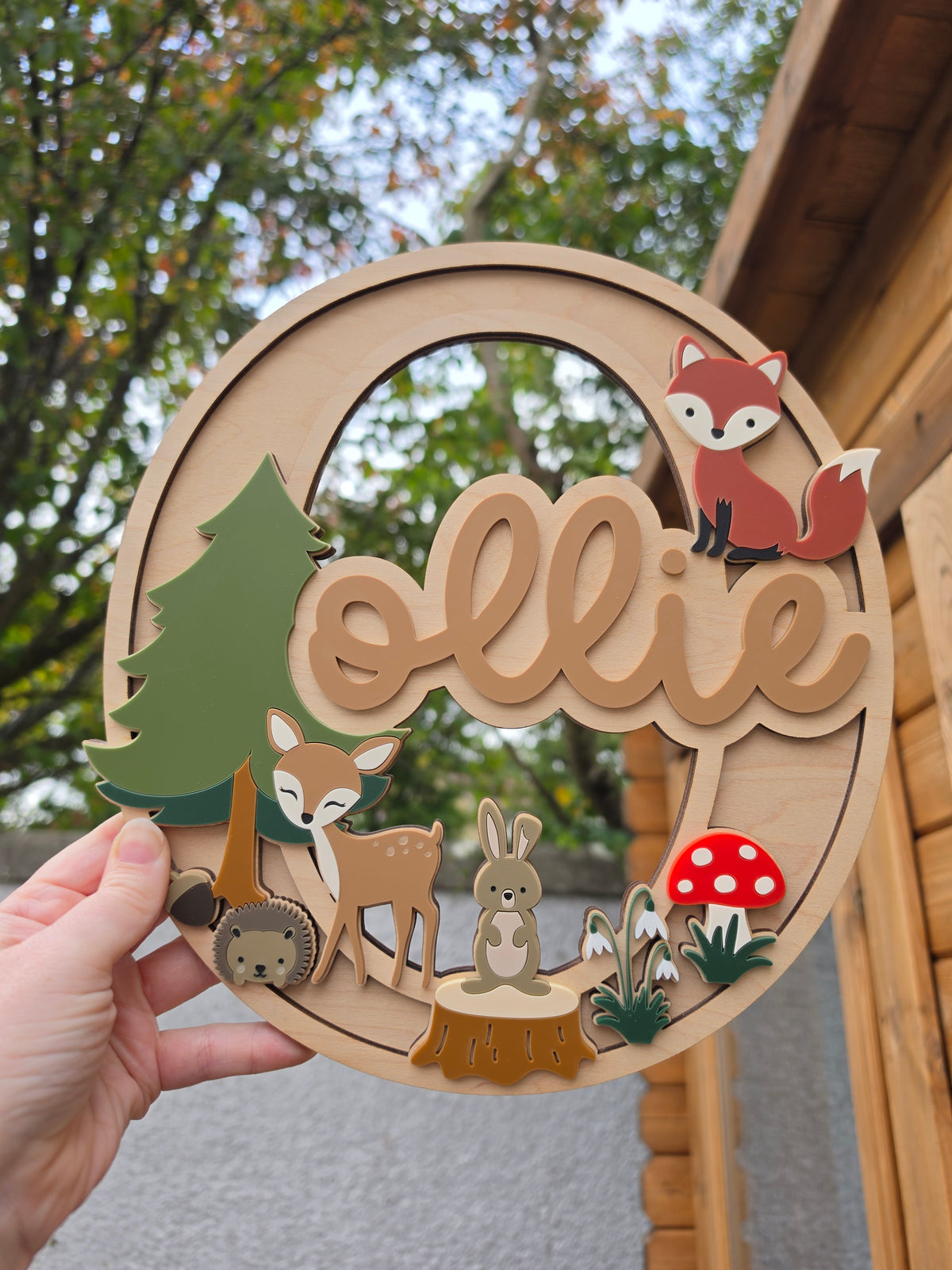 Woodland Theme Monogram - Personalised Wooden and Acrylic Name Sign